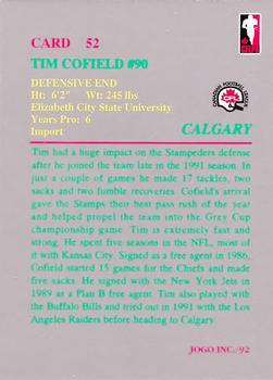 1992 JOGO #52 Tim Cofield Back