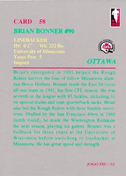 1992 JOGO #58 Brian Bonner Back
