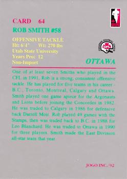 1992 JOGO #64 Rob Smith Back