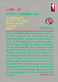 1992 JOGO #82 Scott Campbell Back