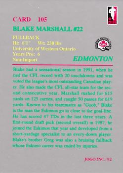 1992 JOGO #105 Blake Marshall Back