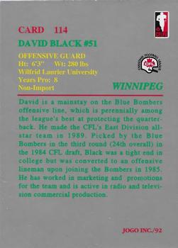1992 JOGO #114 David Black Back