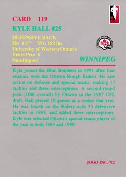 1992 JOGO #119 Kyle Hall Back