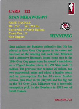 1992 JOGO #122 Stan Mikawos Back
