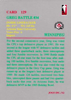 1992 JOGO #129 Greg Battle Back