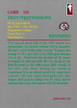 1992 JOGO #131 Troy Westwood Back