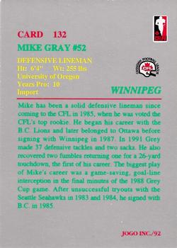 1992 JOGO #132 Mike Gray Back