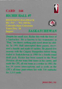1992 JOGO #144 Richie Hall Back