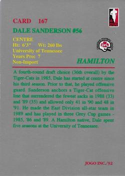 1992 JOGO #167 Dale Sanderson Back