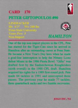 1992 JOGO #170 Peter Giftopoulos Back