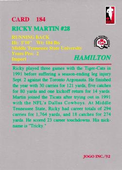 1992 JOGO #184 Ricky Martin Back