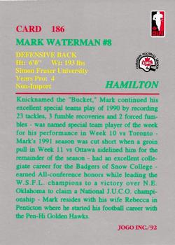 1992 JOGO #186 Mark Waterman Back