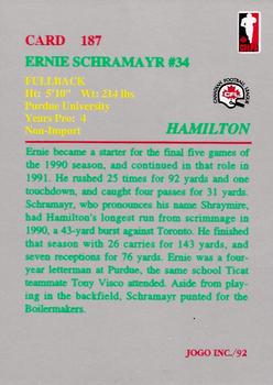 1992 JOGO #187 Ernie Schramayr Back
