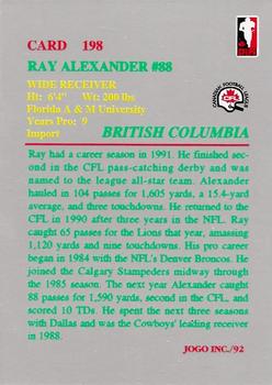 1992 JOGO #198 Ray Alexander Back