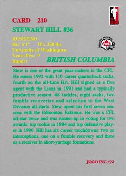 1992 JOGO #210 Stewart Hill Back