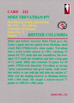 1992 JOGO #212 Mike Trevathan Back