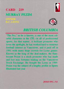 1992 JOGO #219 Murray Pezim Back