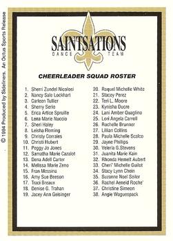 1994-95 Sideliners Pro Football Cheerleaders #NNO Saintsations Squad Roster Back