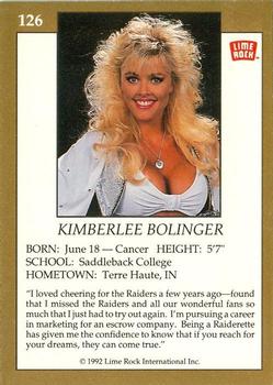 1992 Lime Rock Pro Cheerleaders #126 Kimberlee Bolinger Back