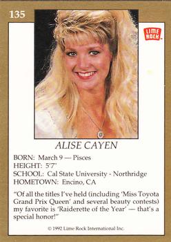 1992 Lime Rock Pro Cheerleaders #135 Alise Cayen Back
