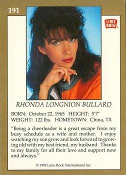1992 Lime Rock Pro Cheerleaders #191 Rhonda Bullard Back
