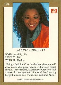 1992 Lime Rock Pro Cheerleaders #194 Maria Ciriello Back