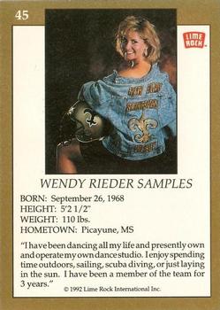 1992 Lime Rock Pro Cheerleaders #45 Wendy Rieder Samples Back
