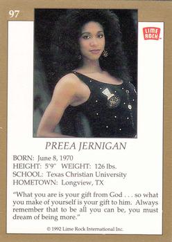 1992 Lime Rock Pro Cheerleaders #97 Preea Jernigan Back