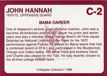 1989 Collegiate Collection Coke Alabama Crimson Tide (20) #C-2 John Hannah Back