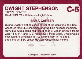 1989 Collegiate Collection Coke Alabama Crimson Tide (20) #C-5 Dwight Stephenson Back