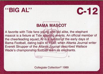 1989 Collegiate Collection Coke Alabama Crimson Tide (20) #C-12 Big Al Back