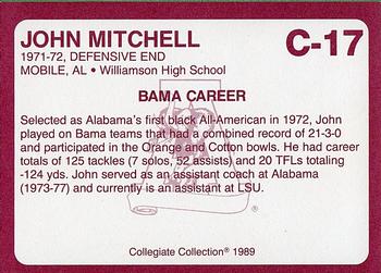 1989 Collegiate Collection Coke Alabama Crimson Tide (20) #C-17 John Mitchell Back