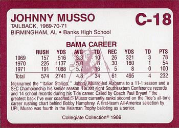 1989 Collegiate Collection Coke Alabama Crimson Tide (20) #C-18 Johnny Musso Back