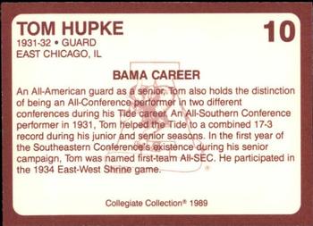 1989 Collegiate Collection Coke Alabama Crimson Tide (580) #10 Tom Hupke Back