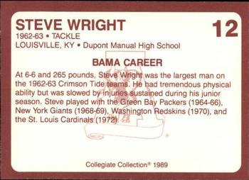 1989 Collegiate Collection Coke Alabama Crimson Tide (580) #12 Steve Wright Back