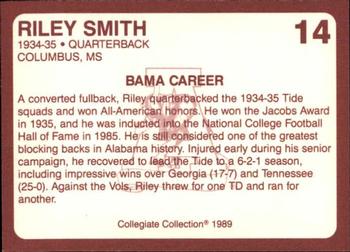 1989 Collegiate Collection Coke Alabama Crimson Tide (580) #14 Riley Smith Back
