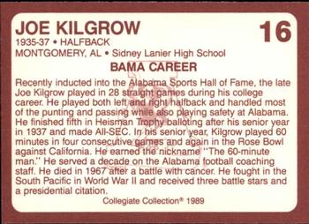 1989 Collegiate Collection Coke Alabama Crimson Tide (580) #16 Joe Kilgrow Back
