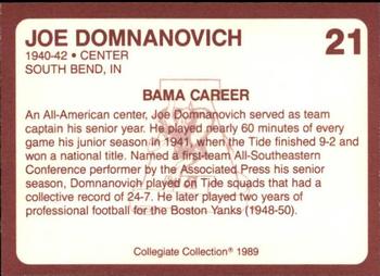 1989 Collegiate Collection Coke Alabama Crimson Tide (580) #21 Joe Domnanovich Back