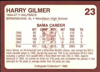 1989 Collegiate Collection Coke Alabama Crimson Tide (580) #23 Harry Gilmer Back