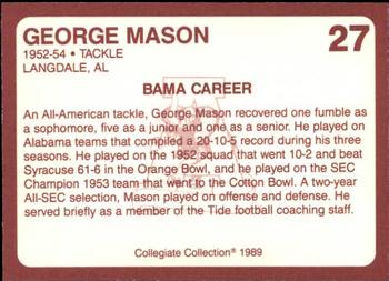 1989 Collegiate Collection Coke Alabama Crimson Tide (580) #27 George Mason Back