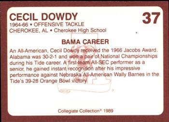 1989 Collegiate Collection Coke Alabama Crimson Tide (580) #37 Cecil Dowdy Back
