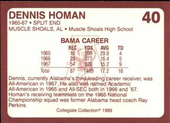 1989 Collegiate Collection Coke Alabama Crimson Tide (580) #40 Dennis Homan Back