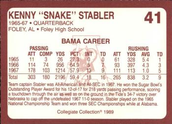 1989 Collegiate Collection Coke Alabama Crimson Tide (580) #41 Kenny Stabler Back