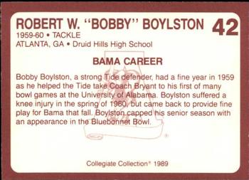 1989 Collegiate Collection Coke Alabama Crimson Tide (580) #42 Robert W. Boylston Back