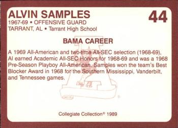 1989 Collegiate Collection Coke Alabama Crimson Tide (580) #44 Alvin Samples Back