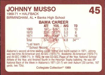 1989 Collegiate Collection Coke Alabama Crimson Tide (580) #45 Johnny Musso Back