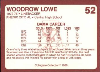1989 Collegiate Collection Coke Alabama Crimson Tide (580) #52 Woodrow Lowe Back
