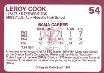 1989 Collegiate Collection Coke Alabama Crimson Tide (580) #54 Leroy Cook Back