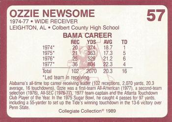 1989 Collegiate Collection Coke Alabama Crimson Tide (580) #57 Ozzie Newsome Back