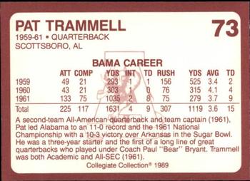 1989 Collegiate Collection Coke Alabama Crimson Tide (580) #73 Pat Trammell Back